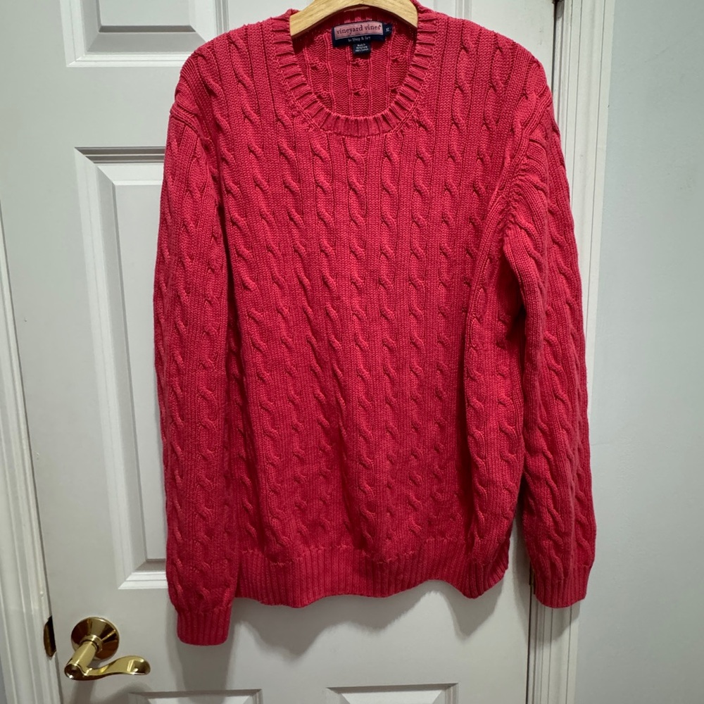 Vineyard vines size xl pink cable knit 100% cotton